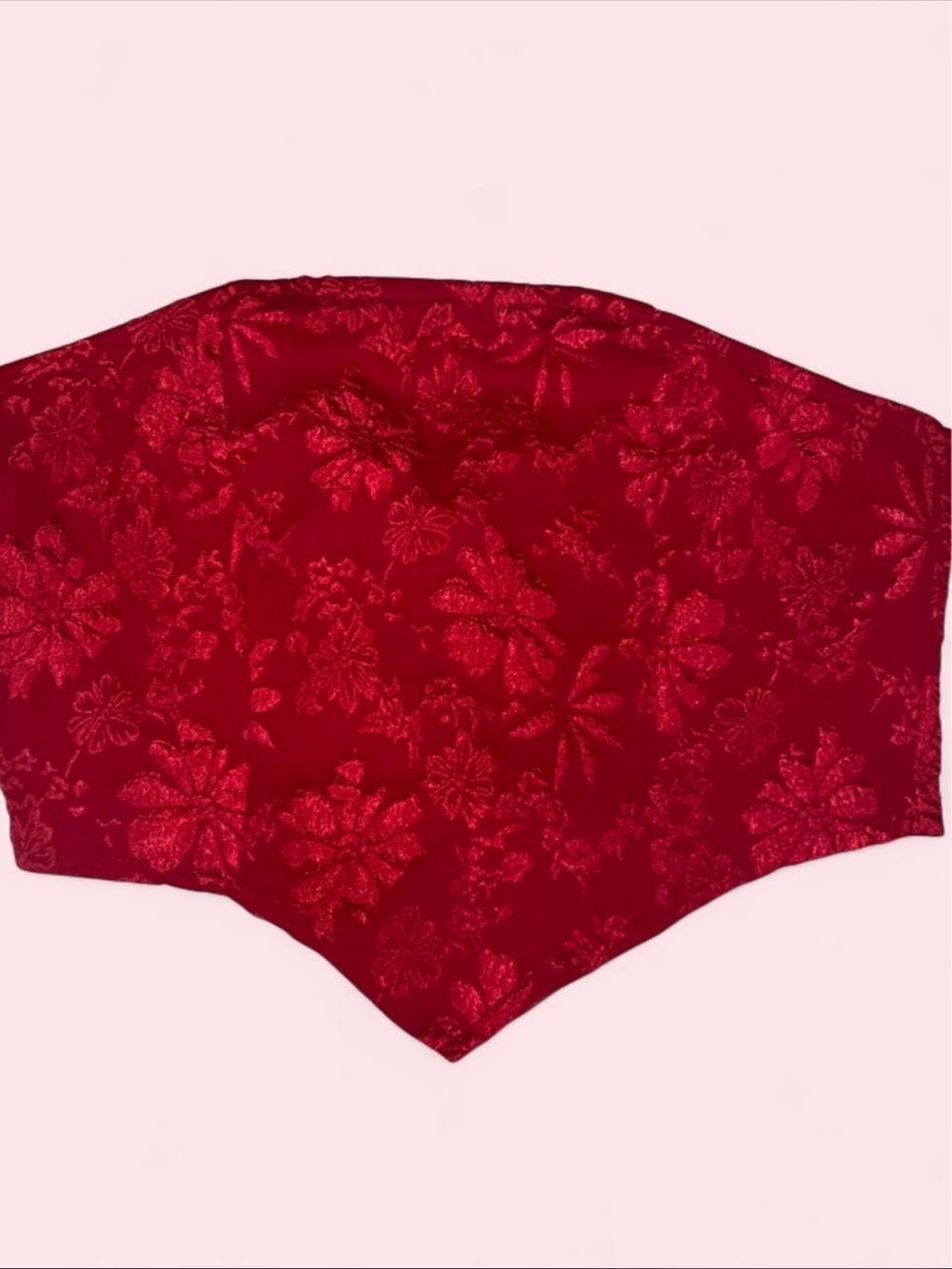 SHEIN Red Floral Jacquard Strapless Tube Top